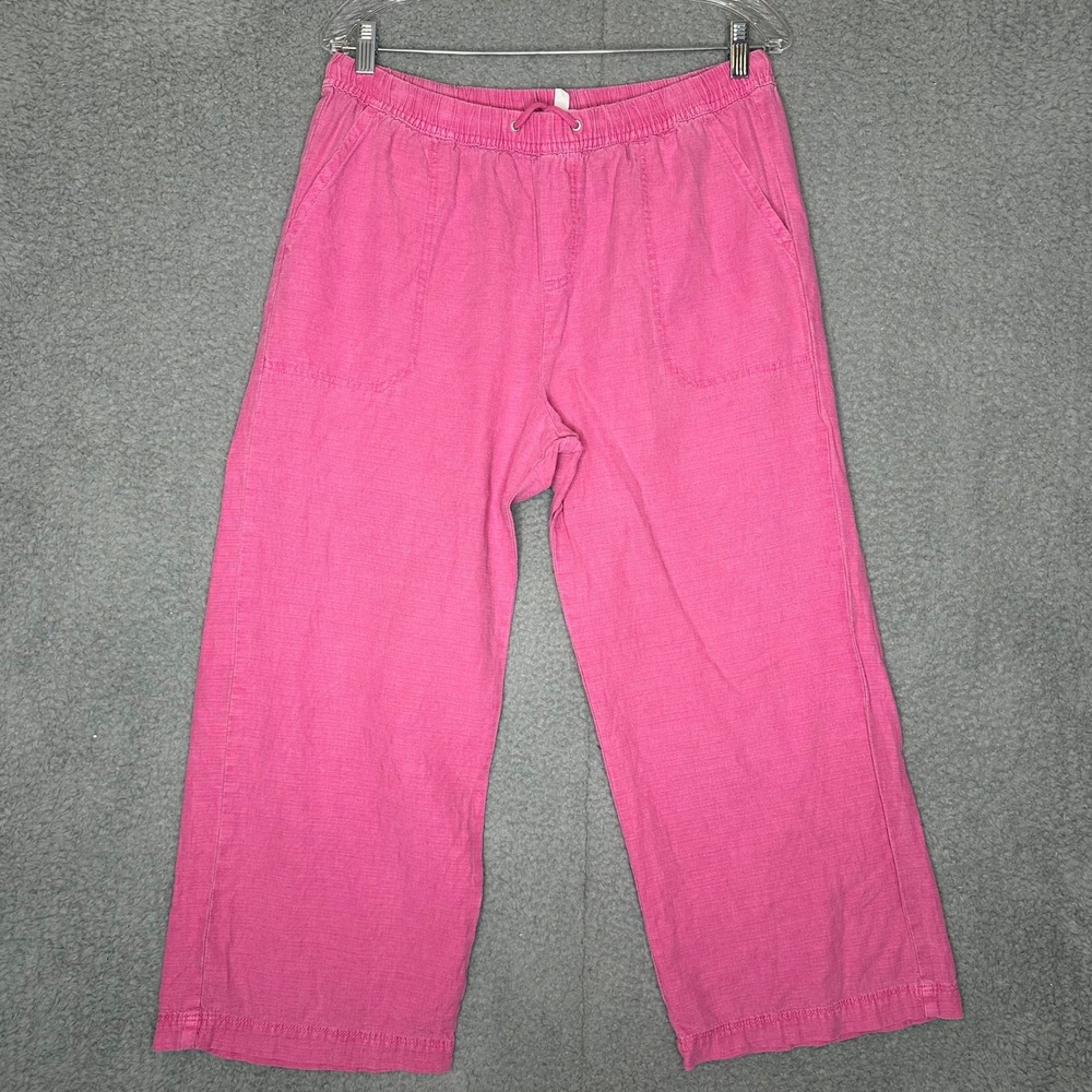 Splendid Collection Pink Lyocell Linen Wide Leg Crop Pants Womens Large